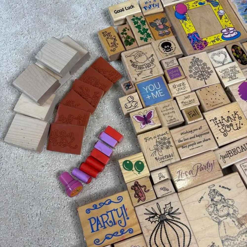 Vintage Rubber Stamp Collection 8lbs Lot 80s 90s 00s Holiday Flowers Animal Etc - Picture 5 of 5